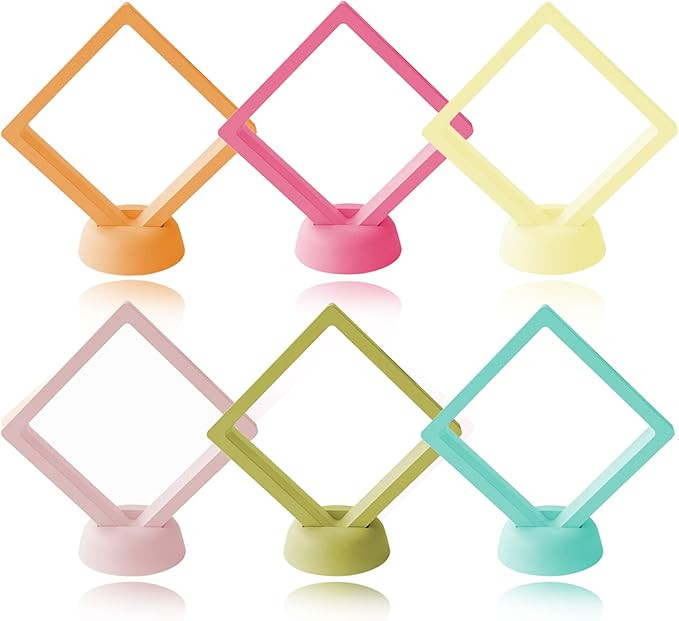 6 PCS 3D Floating Frame Display Holder Stands, Coins Display Case Travel Portable PE Film Jewelry... | Amazon (US)