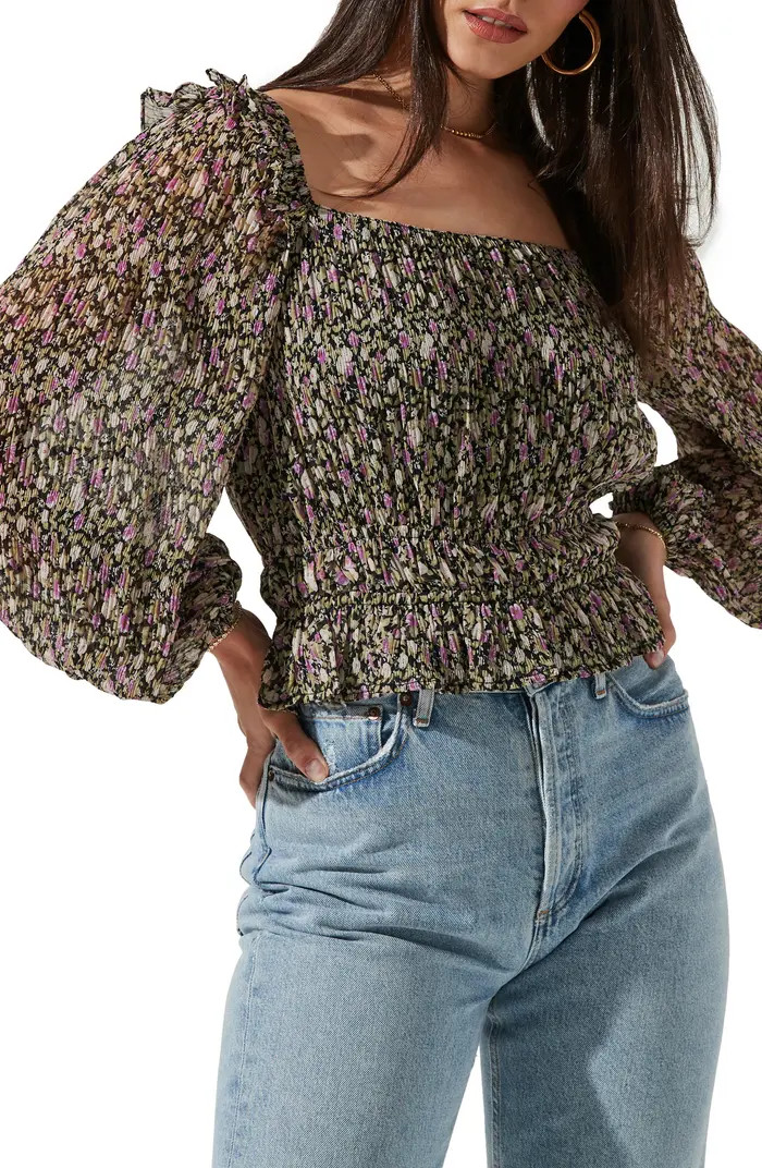 Elva Floral Square Neck Blouse | Nordstrom