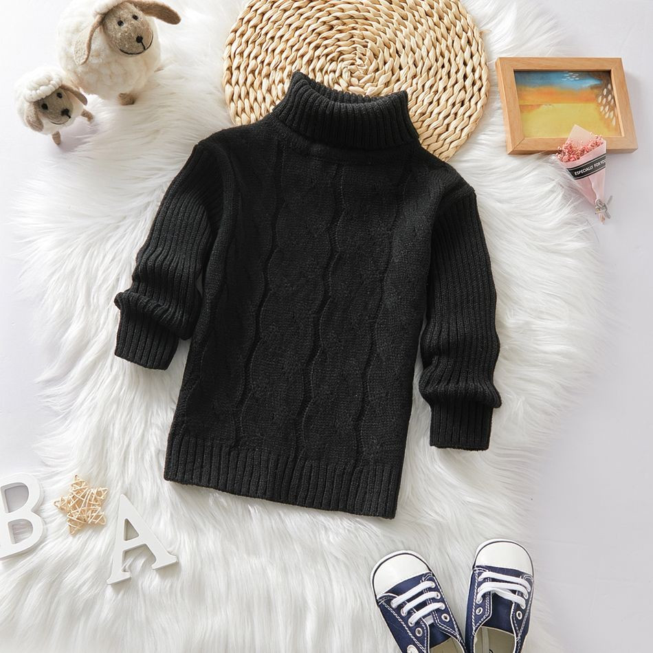 Toddler Girl/Boy Solid Cable Knit Turtleneck Sweater | PatPat