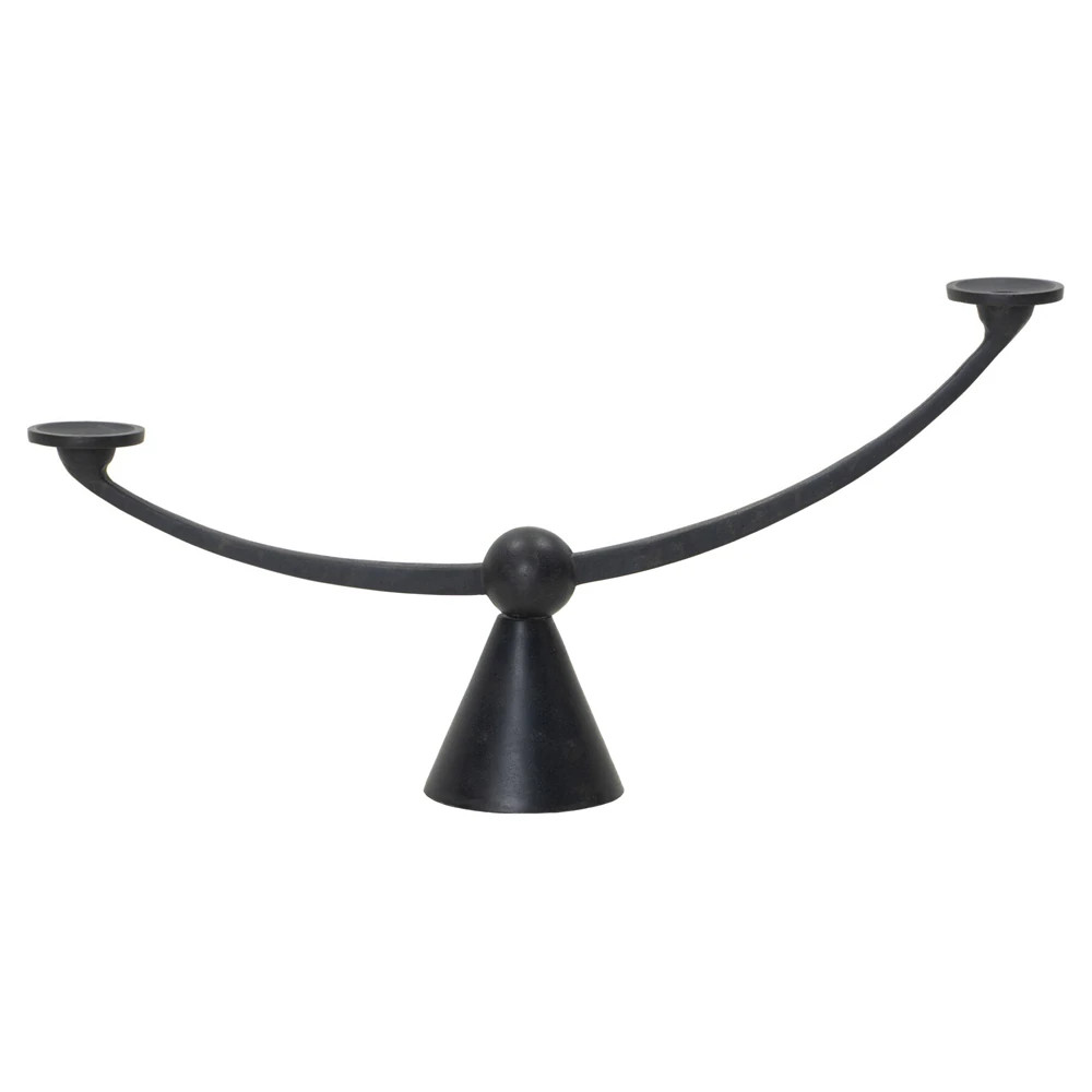 Helvia Updated Traditional Antique Black Aluminum Candleholder | Kathy Kuo Home