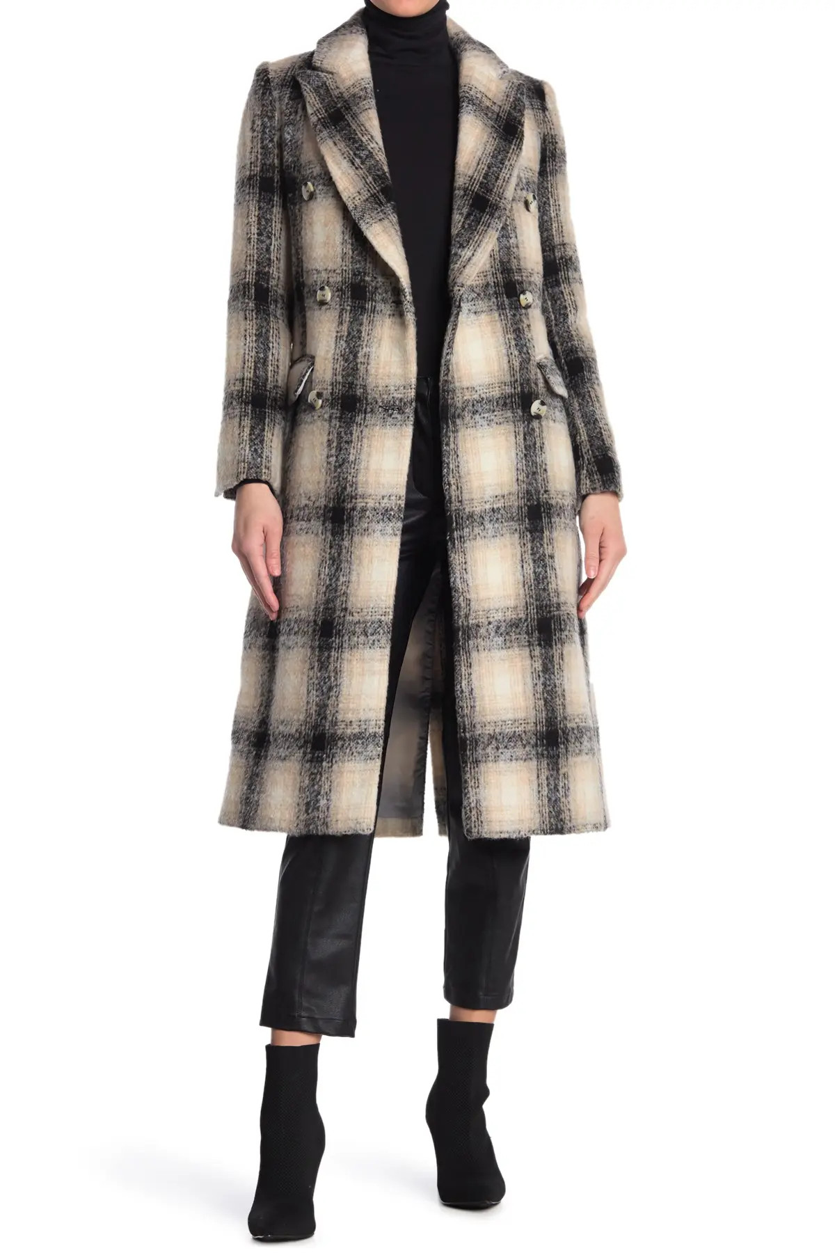 TOPSHOP | Checked Crombie Long Coat | Nordstrom Rack | Nordstrom Rack