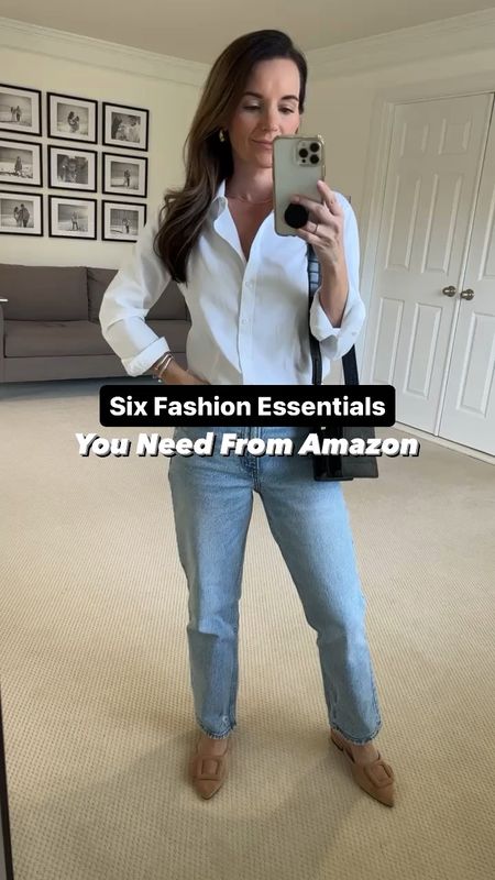 6 Fashion Essentials You Need From Amazon ✨ comment the word AMAZON and I’ll DM you the info. 

Shirt looks and feels way more expensive. Collar stays put and looks great dressed up or casual. Fits TTS

Shoes come in a bunch of colors and the buckle is so classic. 

Amazon Earrings are a designer inspired paid (designer $850). Such a statement piece and look identical. They look heavy but they are super light weight. 

Bag comes in other colors and w. 2 different shoulder straps. 

Necklace is great for layering or worn separate. 

Rings I’ve owned for 5 years and have worn them almost every day. They haven’t tarnished or lost a stone. 

#Fashion #essentials #amazon #amazonfashion #classic #chic #everyday #outfitidea #outfitinspo #whiteshirt #casual #shoes #handbag #whatiwore #musthave #jewelry 

#LTKfindsunder50 #LTKstyletip