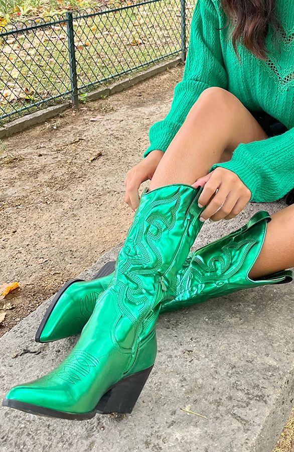 Cowboylaarzen Metallic Green | fashionmusthaves.nl | The Musthaves (NL)