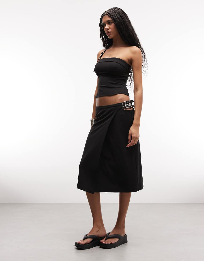 Weekday buckle midi skirt co-ord in black | ASOS (Global)