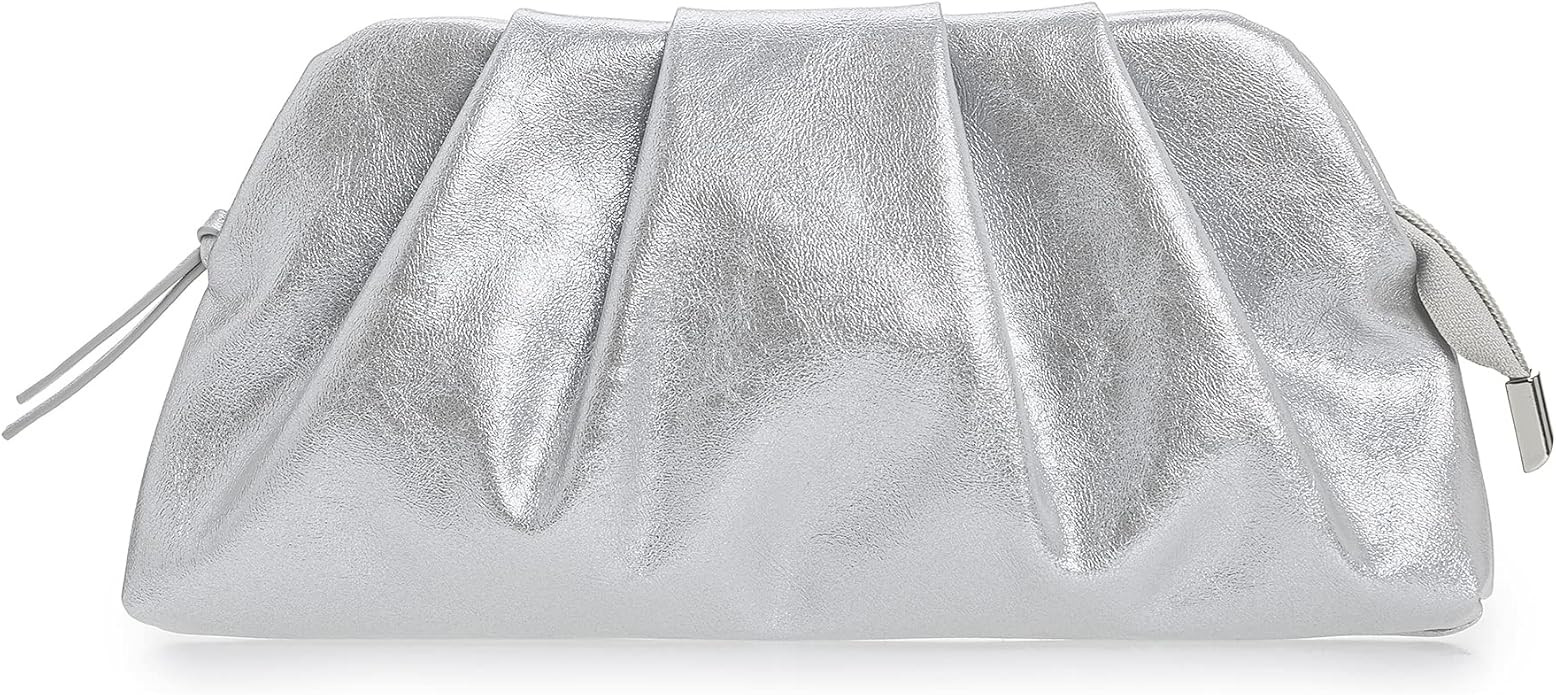 CHARMING TAILOR Chic Soft Vegan Leather Clutch Bag Dressy Pleated PU Evening Purse for Women | Amazon (US)