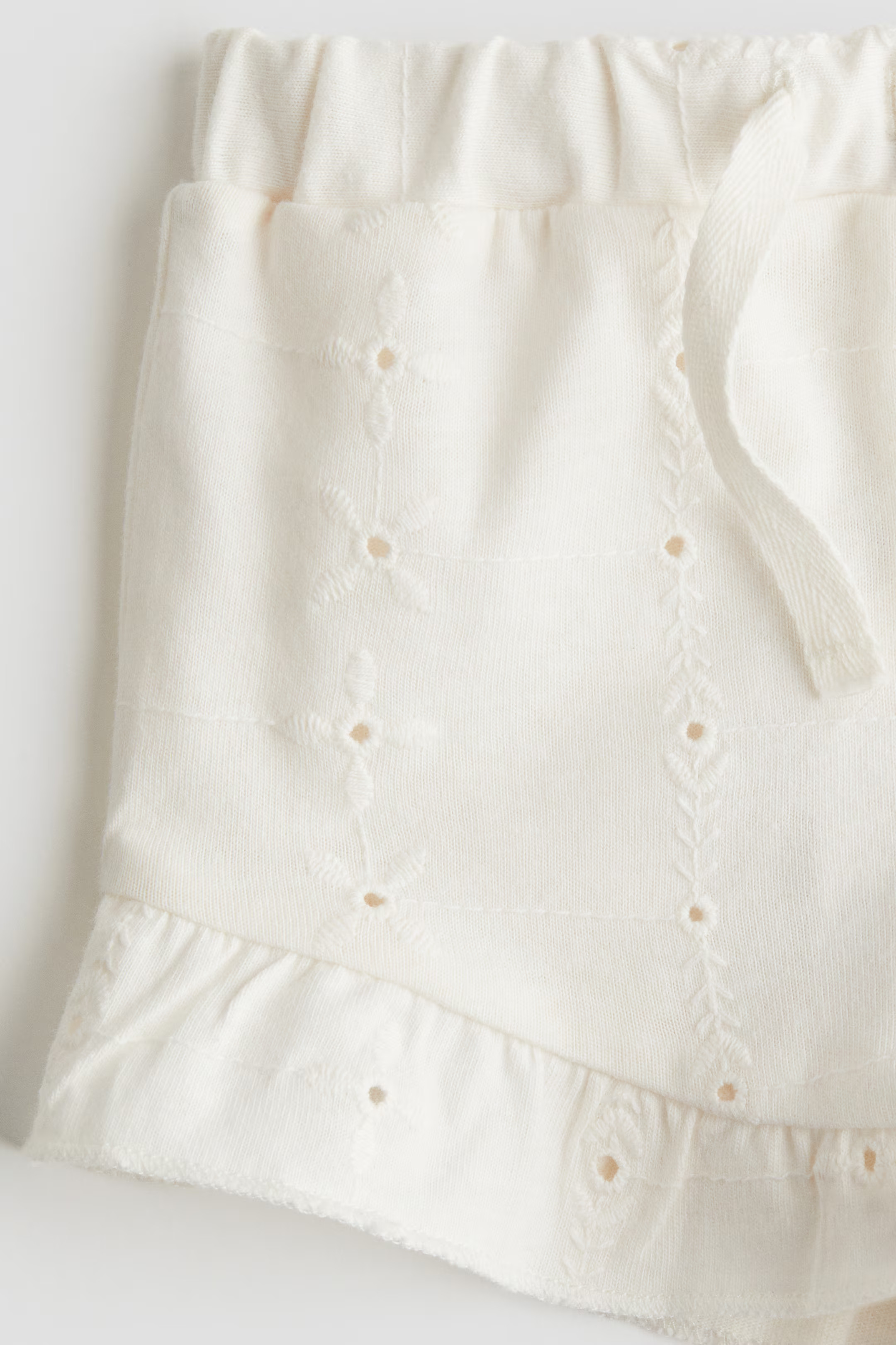 Jersey Shorts with Eyelet Embroidery - White - Kids | H&M US | H&M (US + CA)