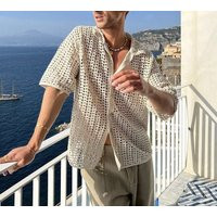 Crochet Shirt, Unisex Overshirt, Vintage Beach Handmade Summer Shirt For Men | Etsy (US)