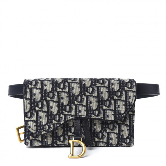 CHRISTIAN DIOR Oblique Saddle Belt Bag Blue | Fashionphile