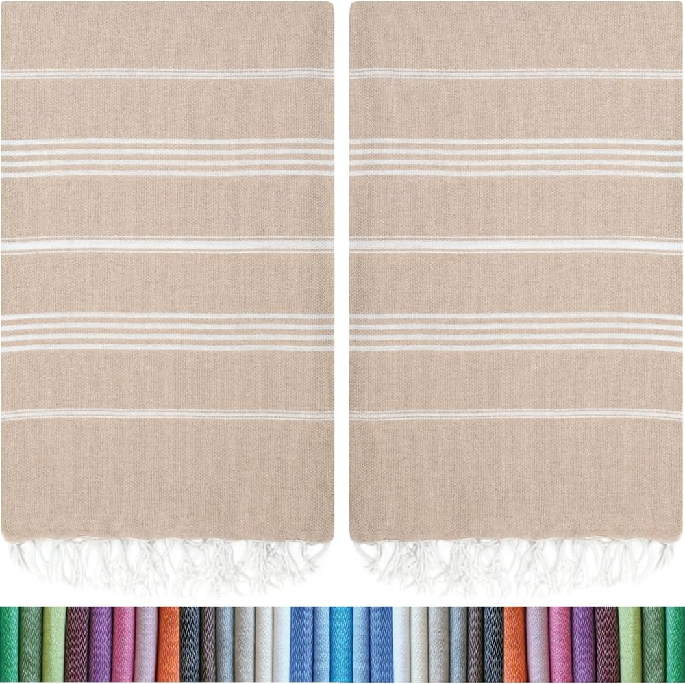 HAVLULAND |Pack of 2| Turkish Beach Towels Oversized 100% Turkish Cotton Sand Free Quick Dry Towe... | Amazon (US)