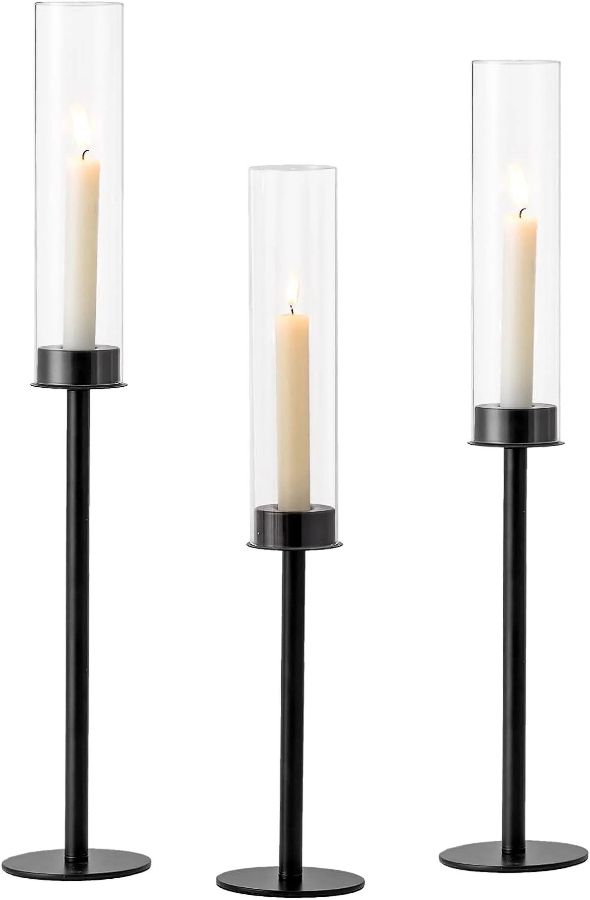 Black Candlestick Holders Hurricane Candle Holder: 3Pcs Taper Candle Holder Candelabra Centerpiec... | Walmart (US)
