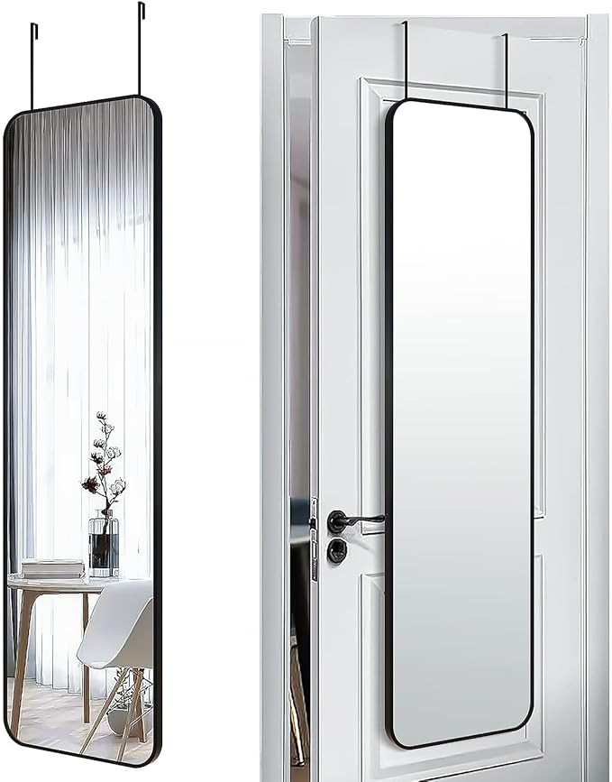 SCWF-GZ 47x14 Mirror Rectangle Full Body Length Door Hanging Wall Mounted Metal Aluminum Alloy Fr... | Amazon (US)