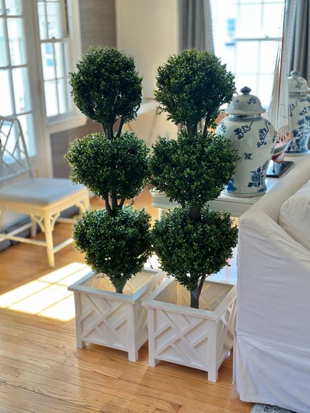 Just ordered these and so impressed with how life-like they are in person. UV protected and weather rated. 

#boxwoodtopiary #topiaries #fauxboxwood #whiteplanters #chinoiseriehome 

#LTKFind #LTKhome #LTKSeasonal