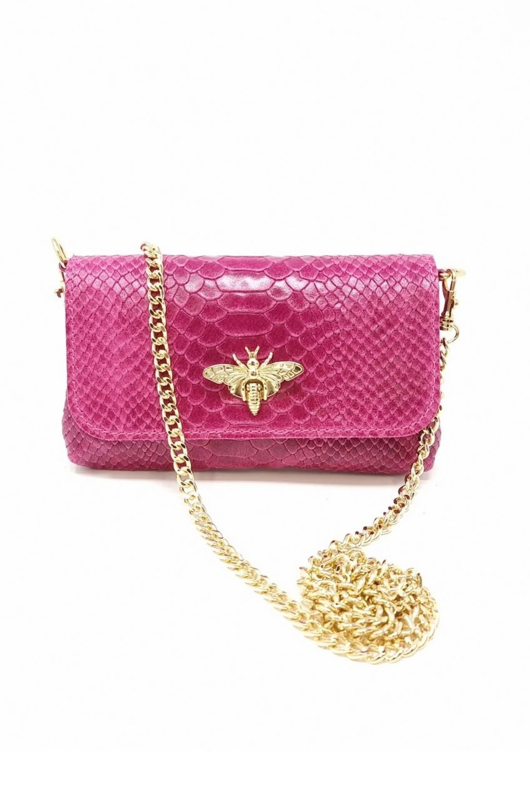 Bee Leather Bag With Gold Chain | Sara Campbell LTD