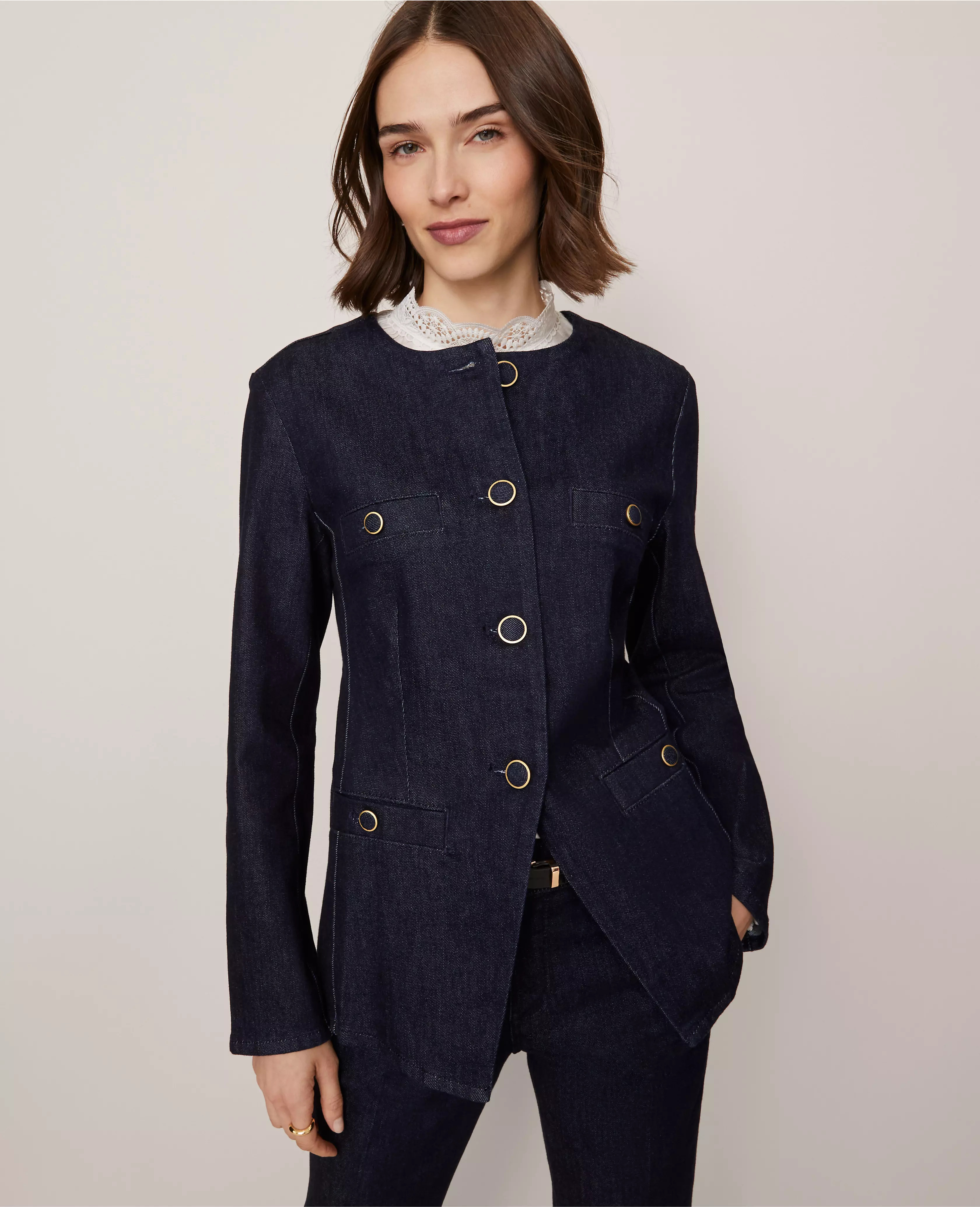 Demim Split Hem Jacket | Ann Taylor