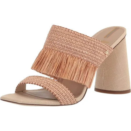 Sam Edelman Kamryn Blush Squared Toe Block Heel Slip On Raffia Heeled Sandals (Blush 6.5) | Walmart (US)