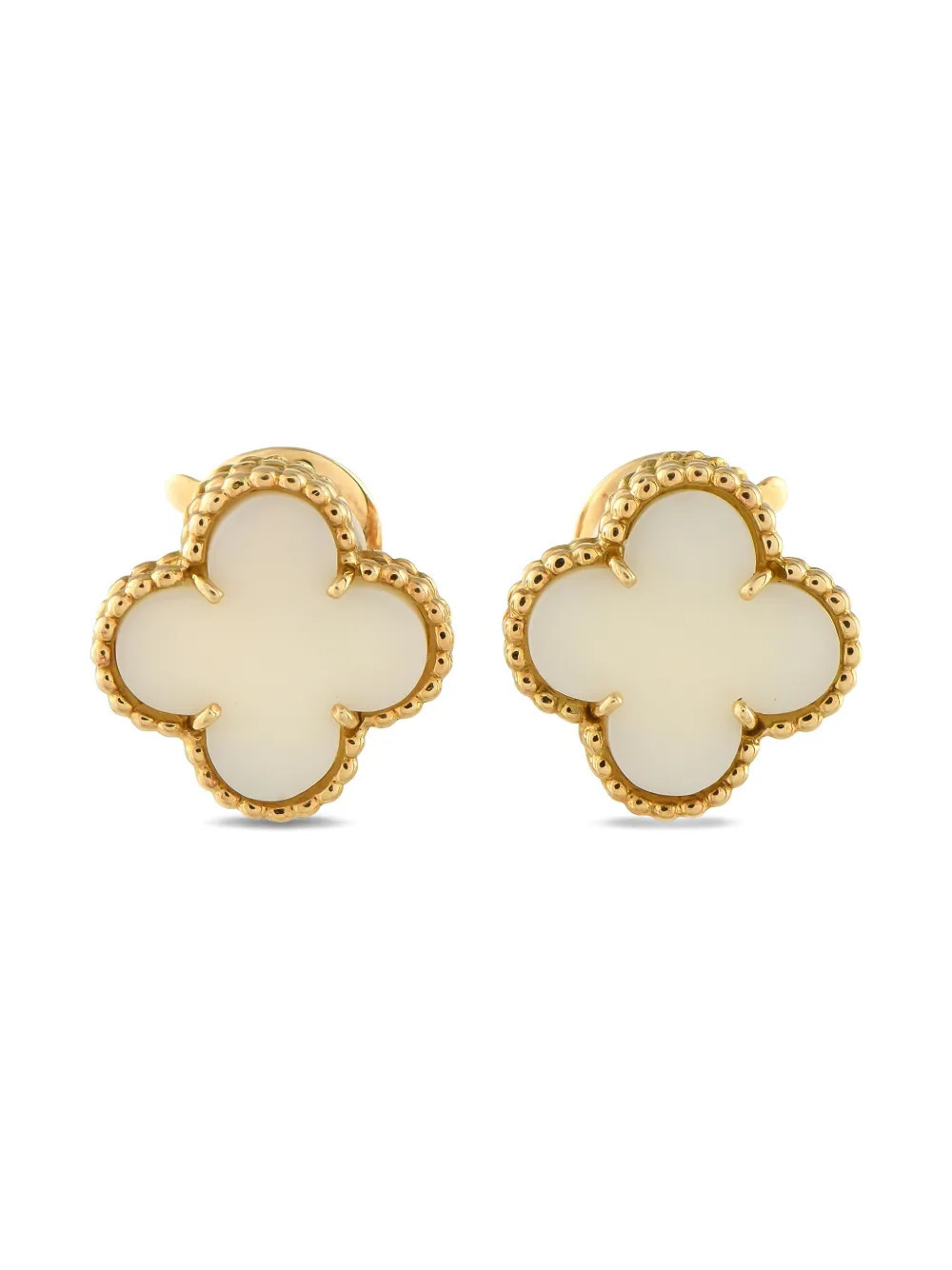 Van Cleef & Arpels Pre-Owned 18K yellow gold Alhambra coral earrings | Farfetch Global