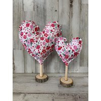 Valentine Floral Plush Hearts On Wooden Stand/Mantel Decor Rustic Valentine's Farmhouse Decor/ Coffee Bar | Etsy (US)