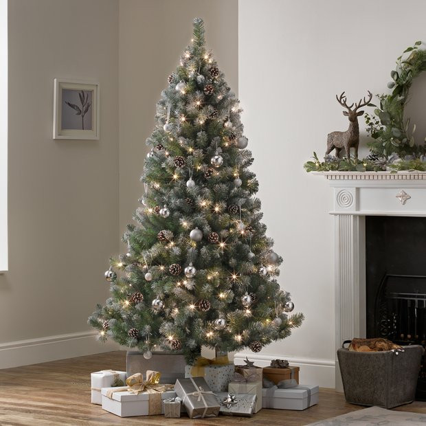 Habitat 6ft Pre lit Blue Oscar With Pine Cone Christmas Tree | argos.co.uk