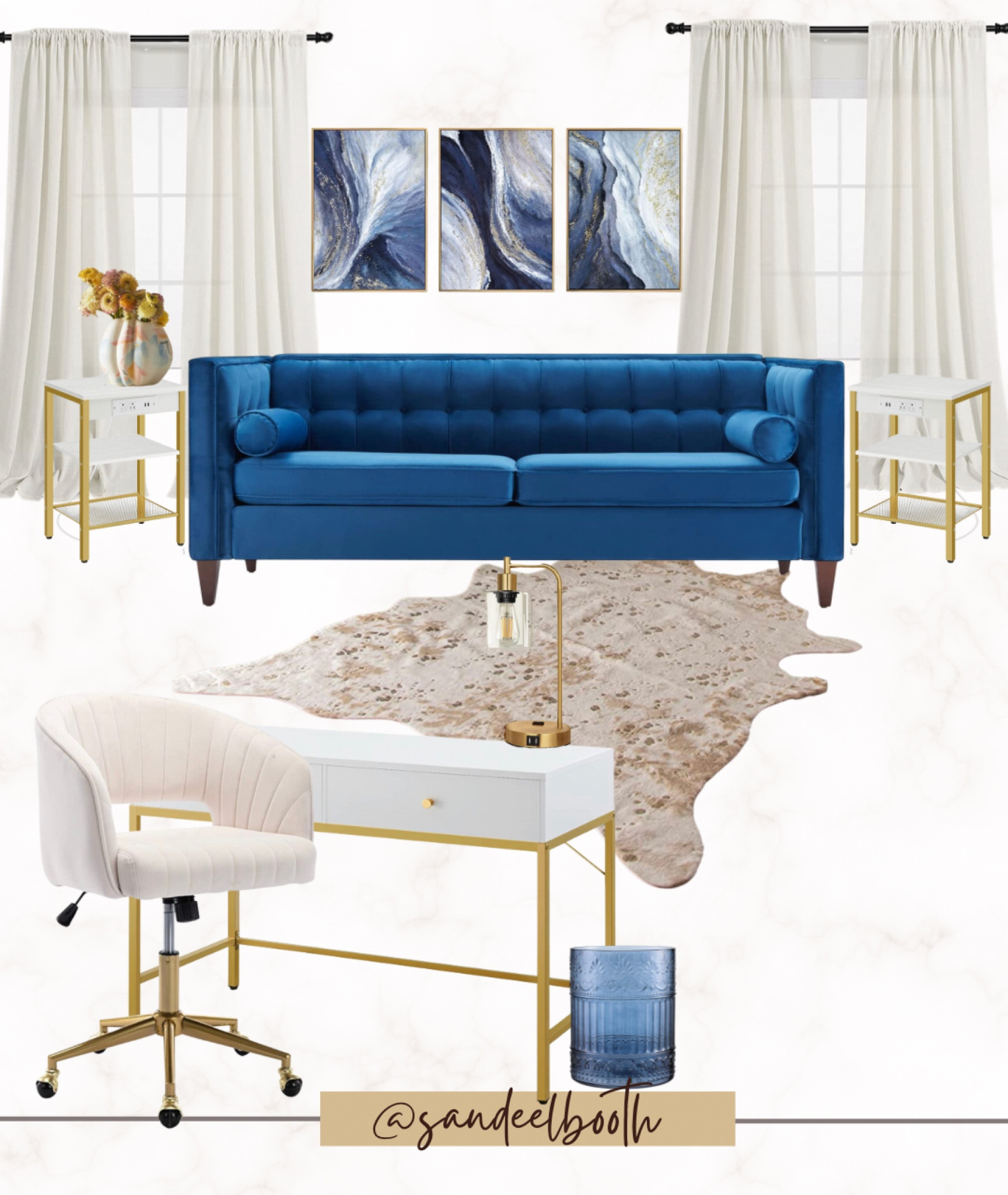 Glam midcentury modern office 
Gold and white


#LTKsalealert #LTKunder100 #LTKhome