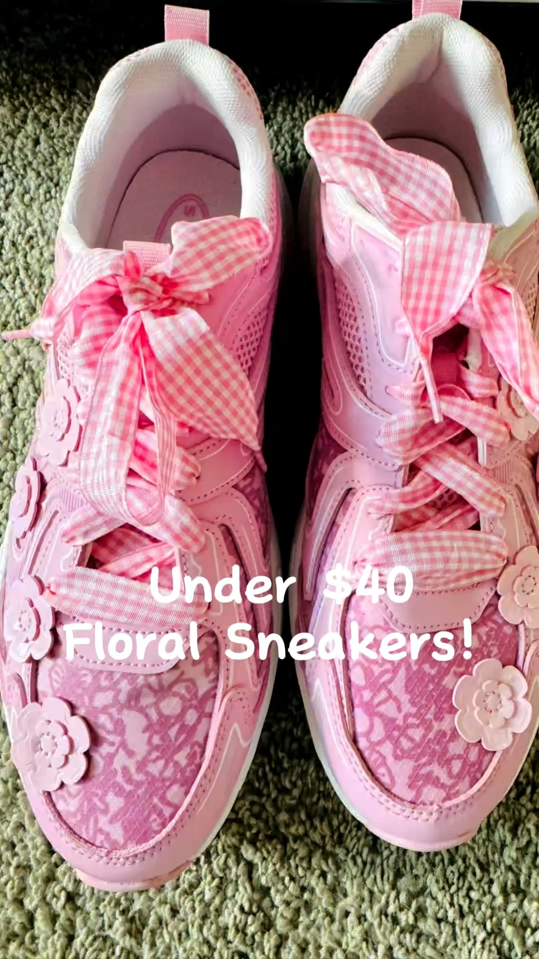 I saw these floral sporty sneakers on @just.teirrah and immediately had to get them!  I later added the pink gingham laces and they are now my fav!! 🌸🌸🌸

#LTKActive #LTKootd #LTKOver40