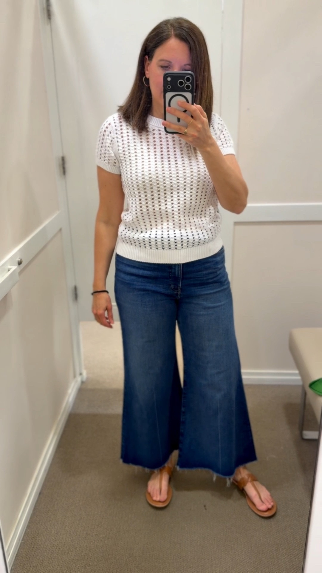 Love the texture on this top. She may need a tank top underneath. I’m in a small and it’s fitted. Size up for a looser fit. I sized up in these Madewell jeans.

#LTKOver40 #LTKMidsize #LTKSaleAlert