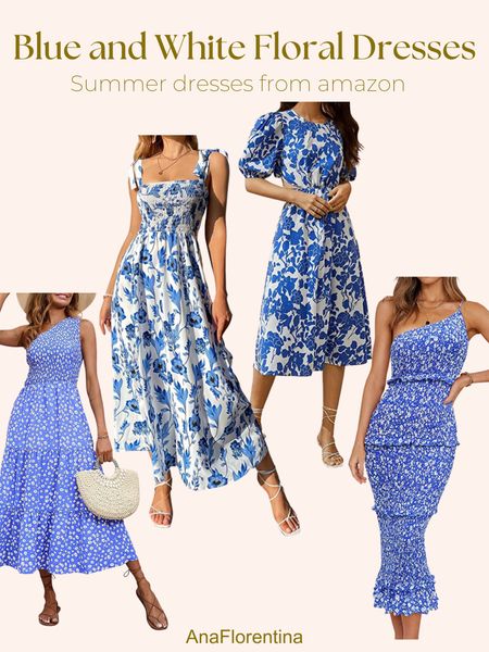 Amazon blue and white floral dresses. Summer dress. Vacation dress.

#LTKSeasonal #LTKunder50
