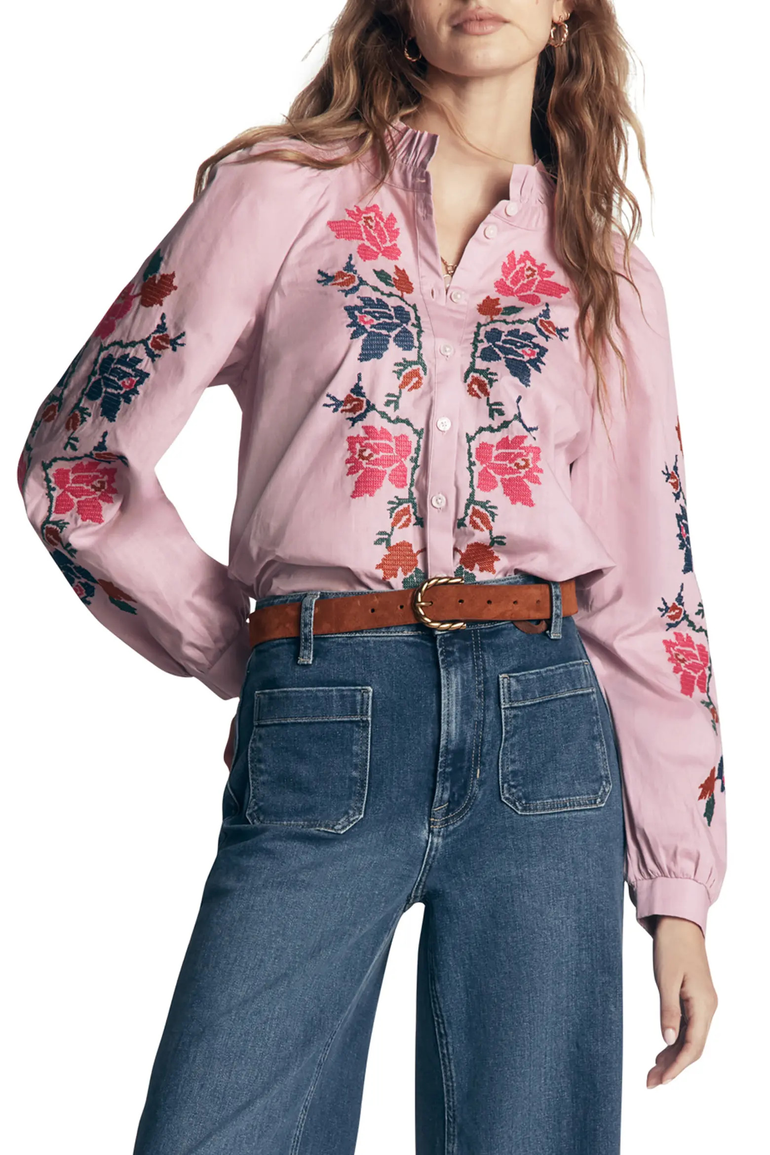 Boden Erica Embroidered Cotton Shirt (Women) | Nordstrom | Nordstrom