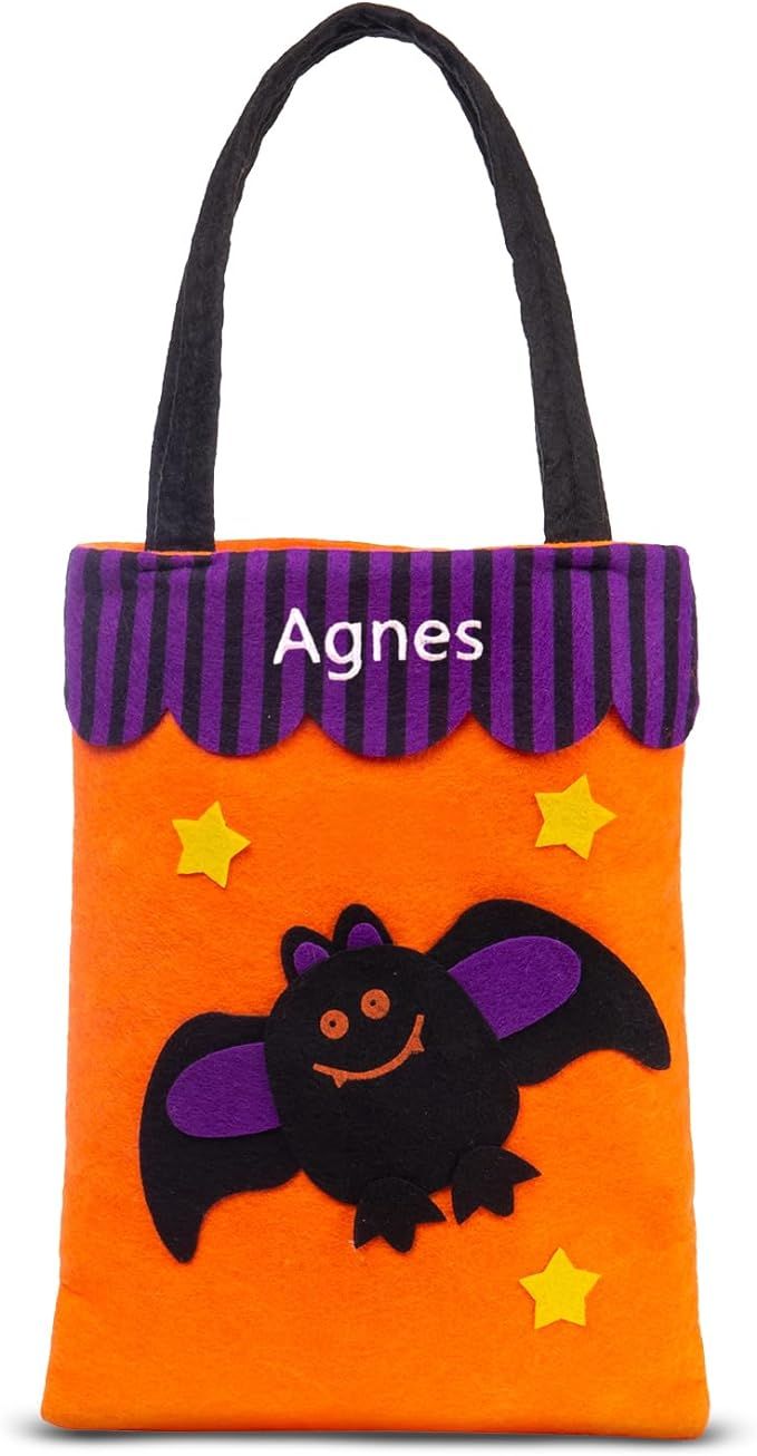 Glimmerday Personalized Halloween Trick or Treat Bags Customized Name with Handle Reusable Non Wo... | Amazon (US)