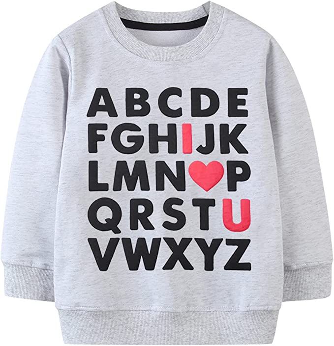 Mrocioa ABC I LOVE U Sweatshirt Toddler Boys Girls Shirt Kids Valentine's Day Outfit Long Sleeve ... | Amazon (US)