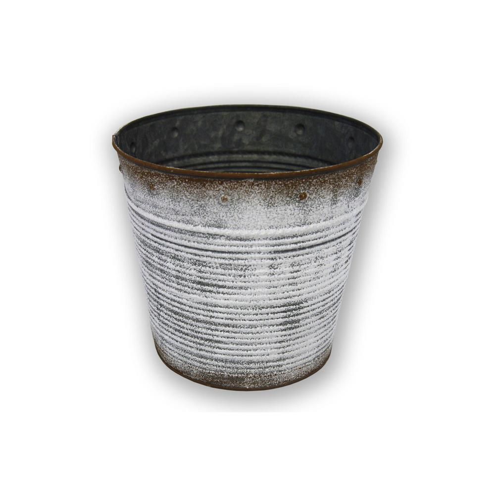 8.2 in. D x 7.4 in. Decorative Metal Flower Pot | The Home Depot