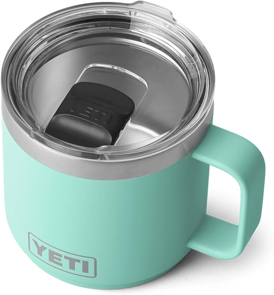 YETI Rambler 14 oz Stackable Mug, Vacuum Insulated, Stainless Steel with MagSlider Lid, Seafoam | Amazon (US)