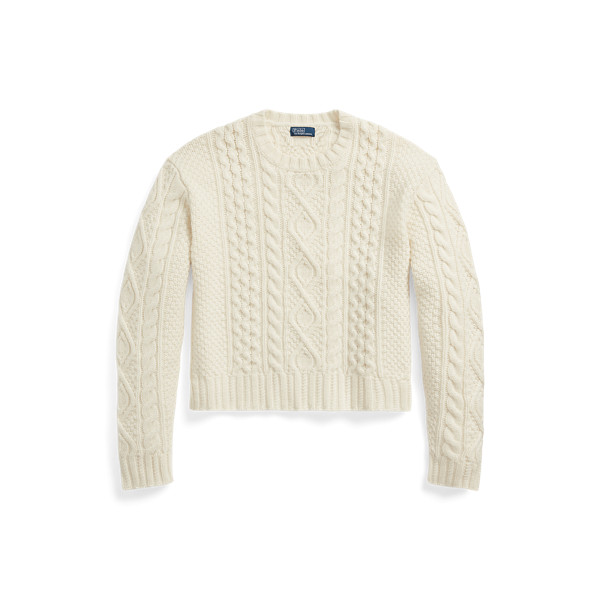 Aran-Knit Wool-Blend Crewneck Jumper for Women | Ralph Lauren® UK | Ralph Lauren (UK)