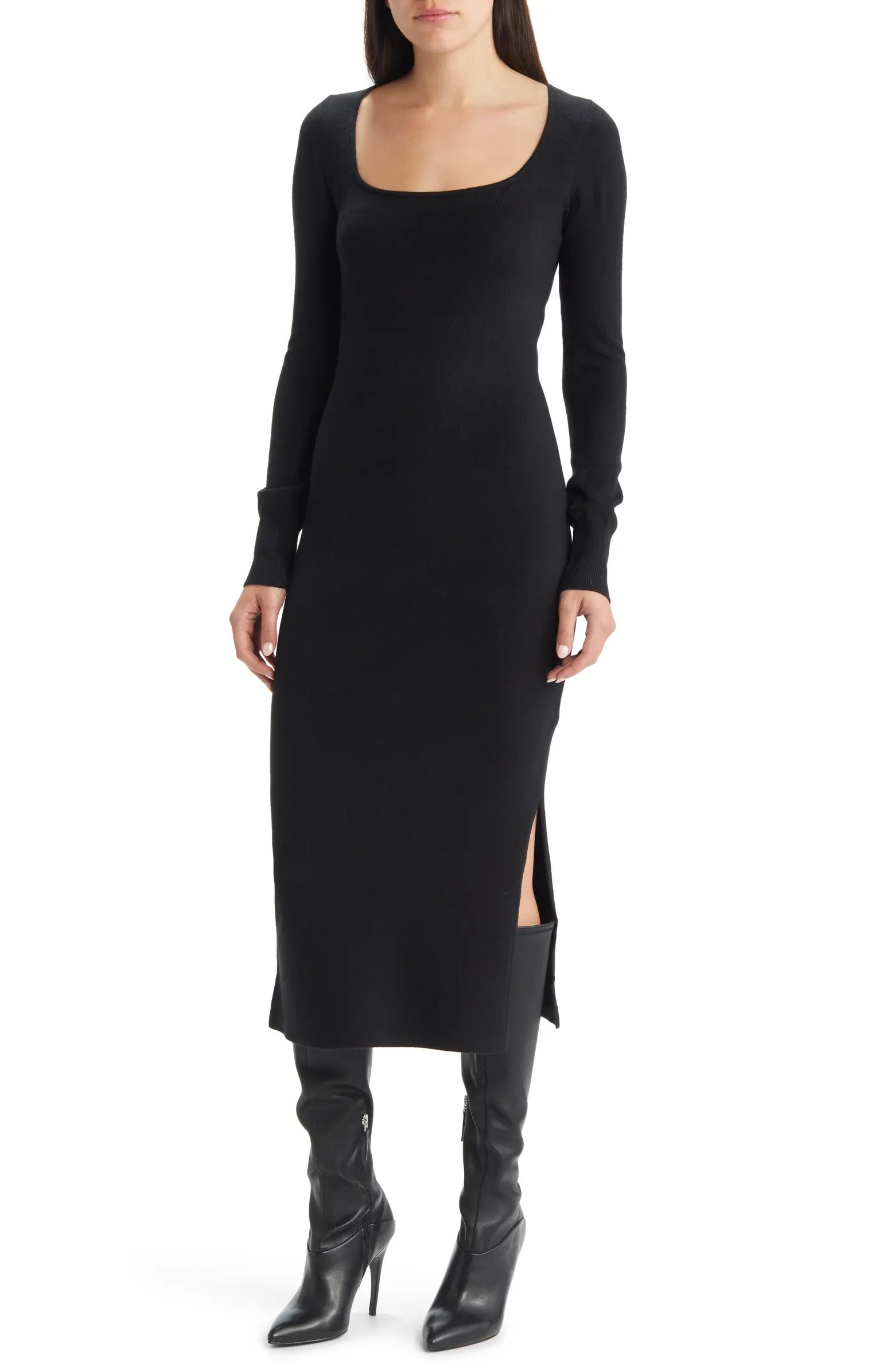 Babysoft Square Neck Long Sleeve Midi Dress | Nordstrom