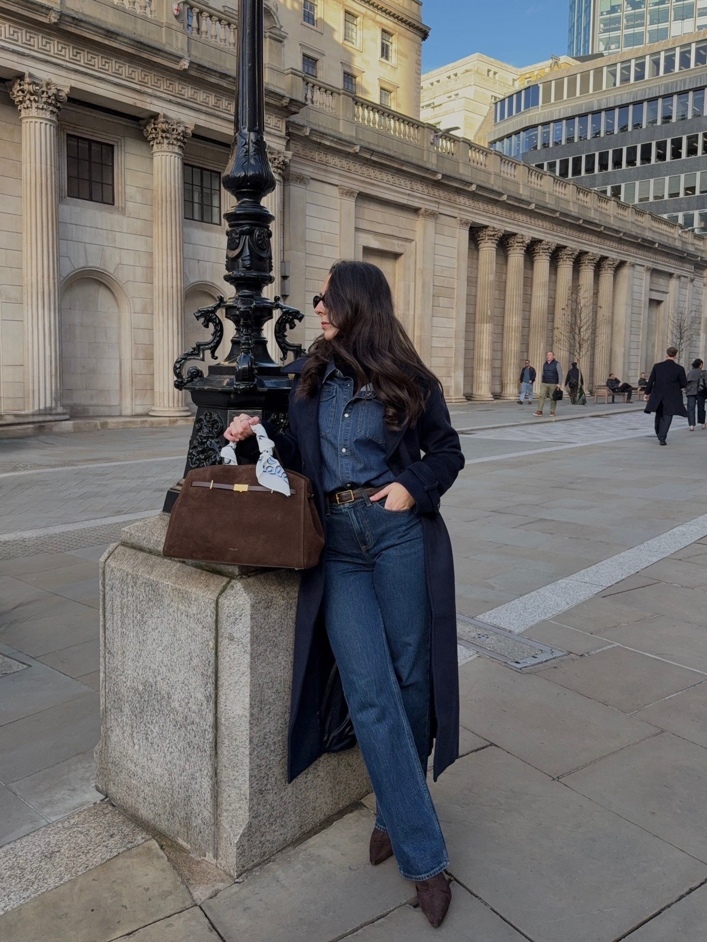 Denim on denim OOTD 👖 I wear size medium tall in the coat, w25 long in the jeans, small in the top and the shoes come up true to size! Denim shirt is from a brand called Palome (unable to link on LTK) 

#LTKSeasonal #LTKFindsUnder100 #LTKootd