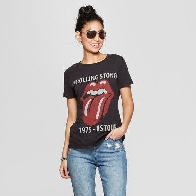 Women's The Rolling Stones Short Sleeve Graphic T-Shirt - (Juniors') - Black | Target