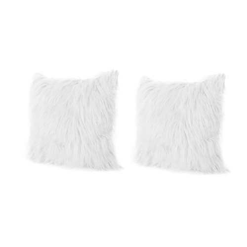 Carice Furry Pillows, Set of 2, White | Jet.com