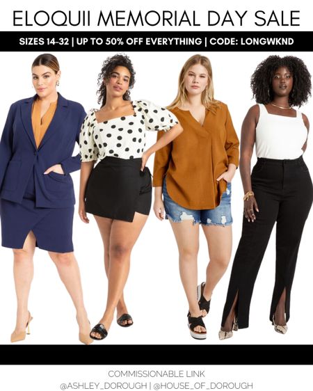 Eloquii Memorial Day Weekend Sale! Lots of super cute plus size clothes up to 50% off with code LONGWKND

#LTKcurves #LTKSeasonal #LTKsalealert