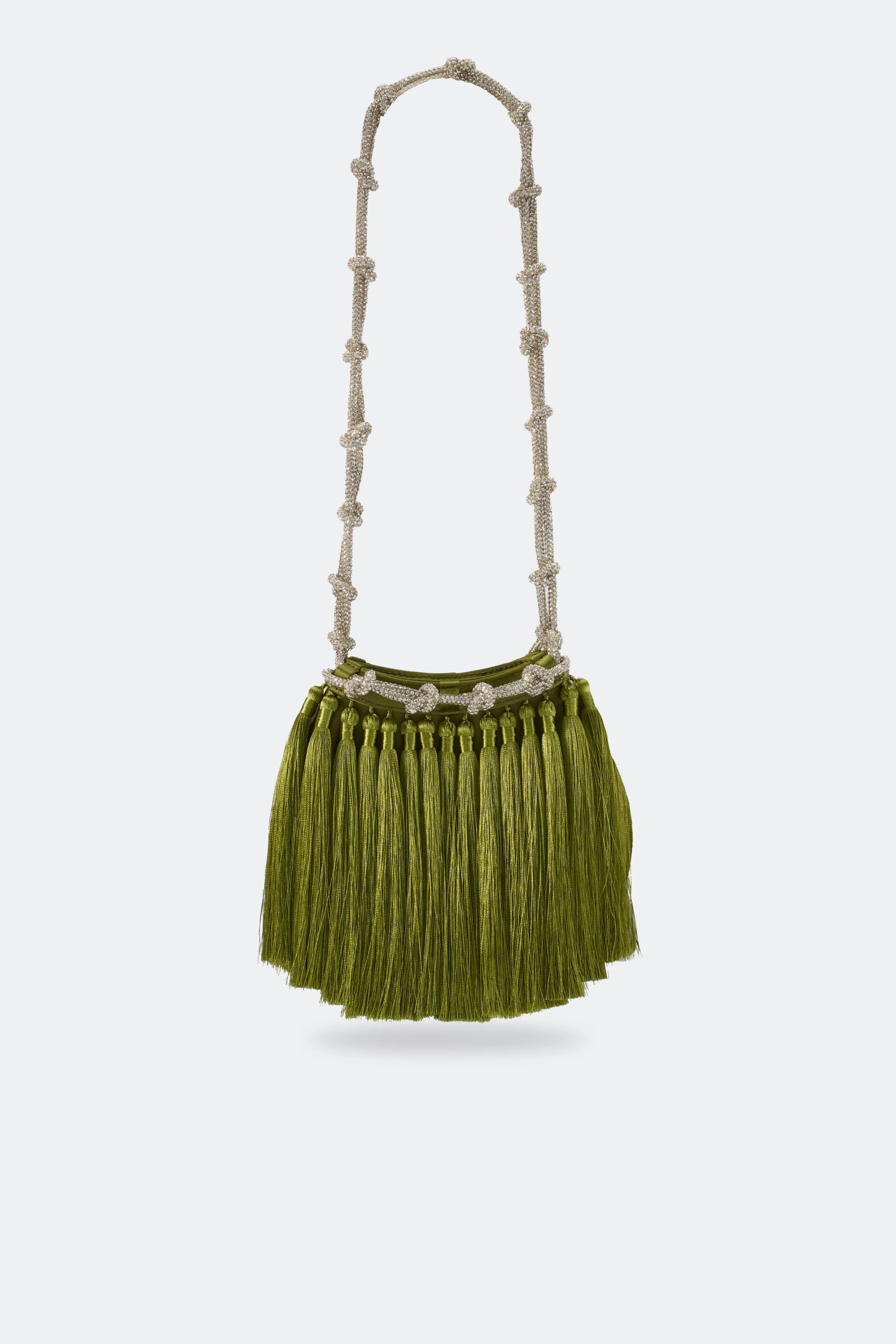 Tassel Evening Knotty Bag In Moss Green | Simon Miller