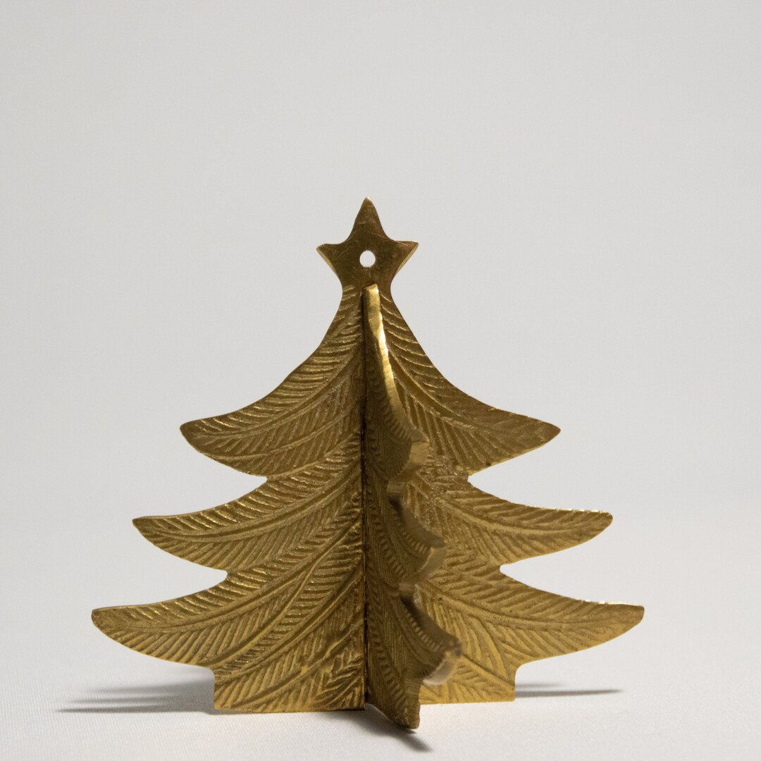 Vintage Carved Brass Christmas Tree | Mantle Décor | Brass Christmas Tree with Star | Ornate Dé... | Etsy (US)