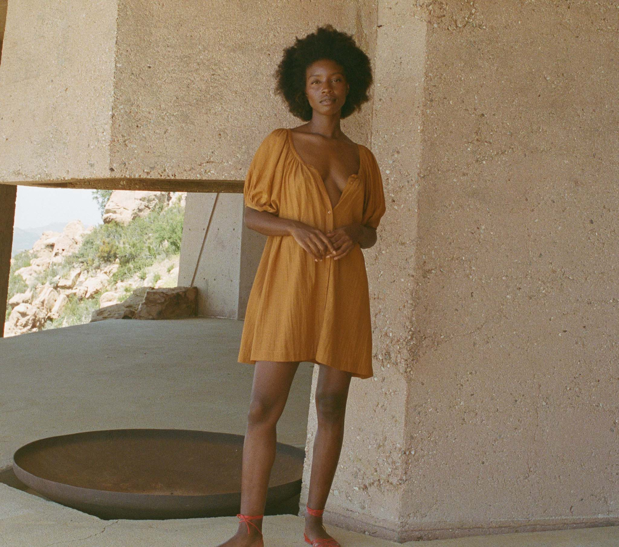 JOSETTE DRESS -- TRAVELER BLOCK PRINT | DOEN