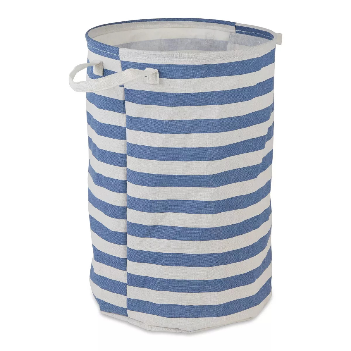 Design Imports Round 13.75 x 13.75 x 20 Pe Coated Cotton Poly Laundry Hamper Stripe | Target