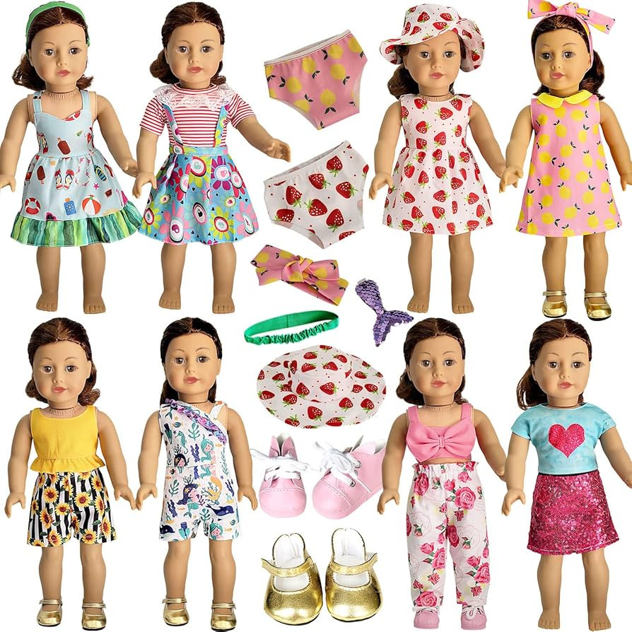 Amazon.com: HOAKWA American Doll Clothes and Accessories for 18 Inch Doll, 18" Doll Clothes Dress... | Amazon (US)