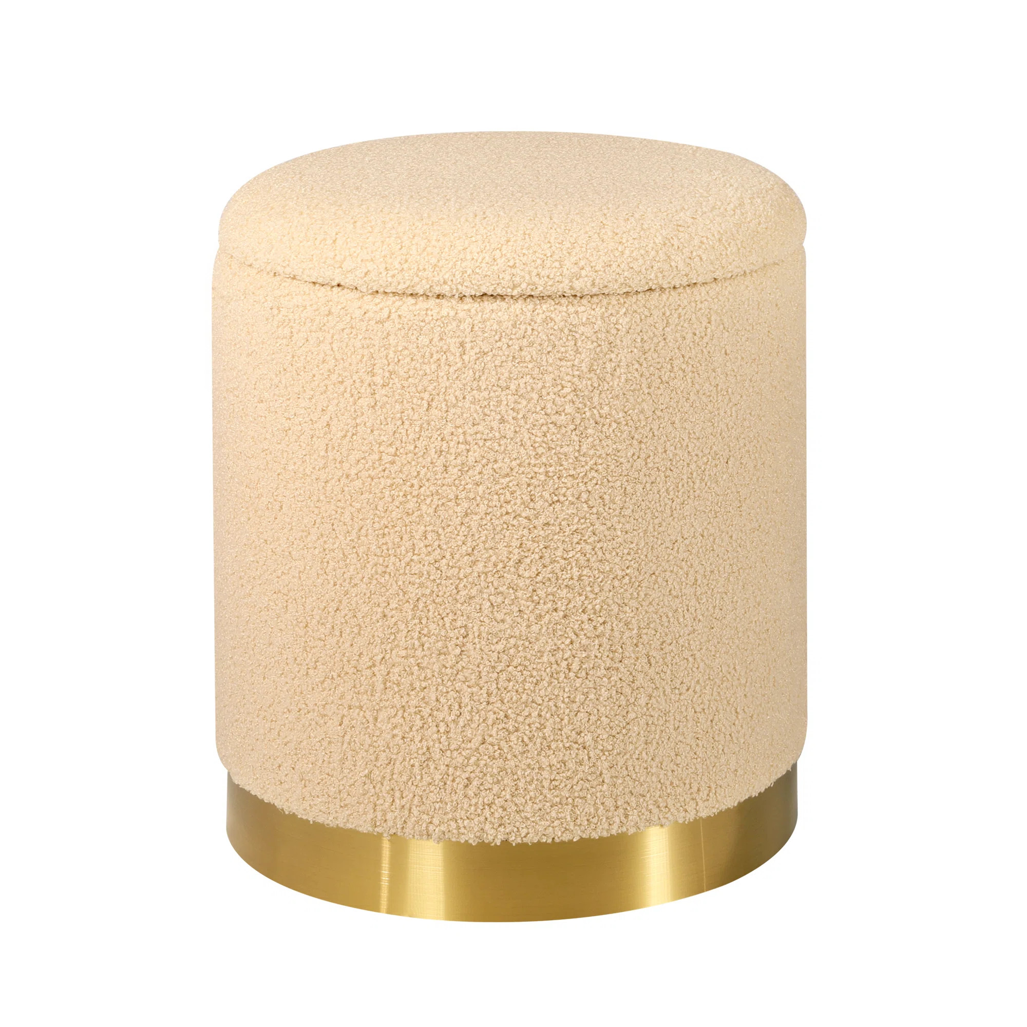 Teddy Fleece Round Ottoman With Storage | Wayfair North America