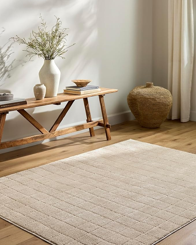 Livabliss x Our PNW Home Cascade Minimalist Grid Area Rug, 6'7" x 9', Light Beige | Amazon (US)