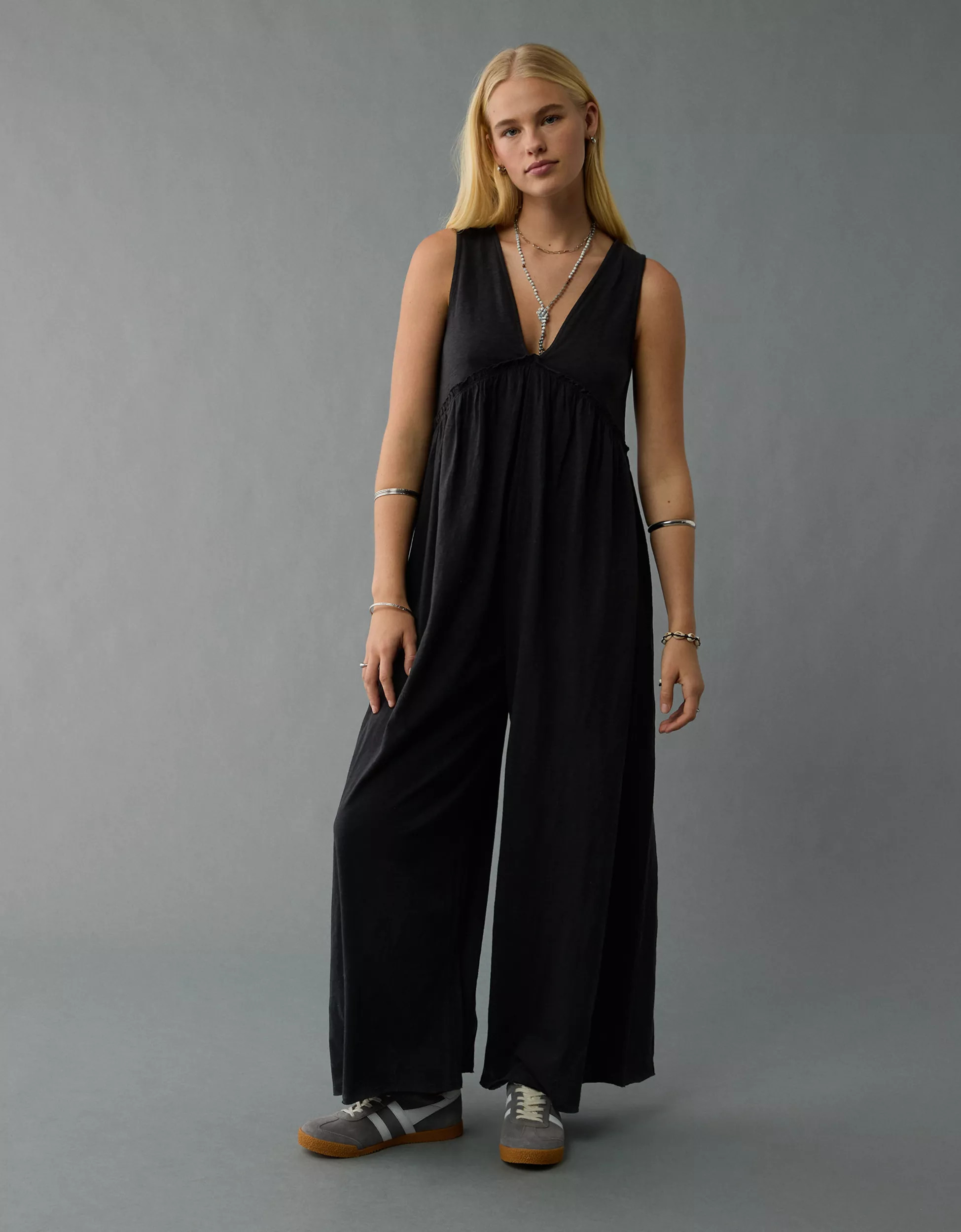 AE Sunchaser Knit V-Neck Jumpsuit | American Eagle Outfitters (US & CA)