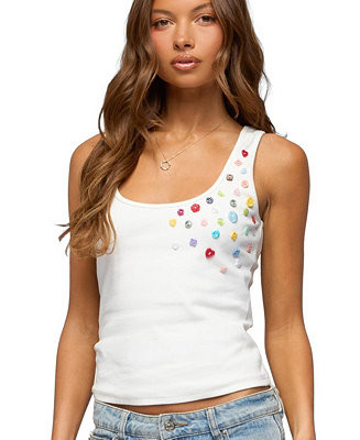 Edikted Women's Natash Mixed Button Tank Top - Macy's | Macy's