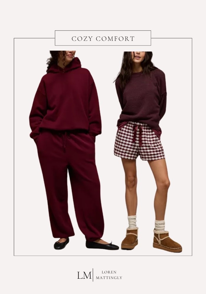 Cozy season, but make it chic. 🍷 Whether you’re curling up at home or heading out for a coffee run, these luxe textures and deep berry tones bring just the right mix of comfort and polish. Perfect for slow mornings, cabin weekends, or casual holiday lounging. ✨

#LTKStyle #LTKCozy #LTKHoliday #MatchingSet #LoungeStyle #ElevatedBasics