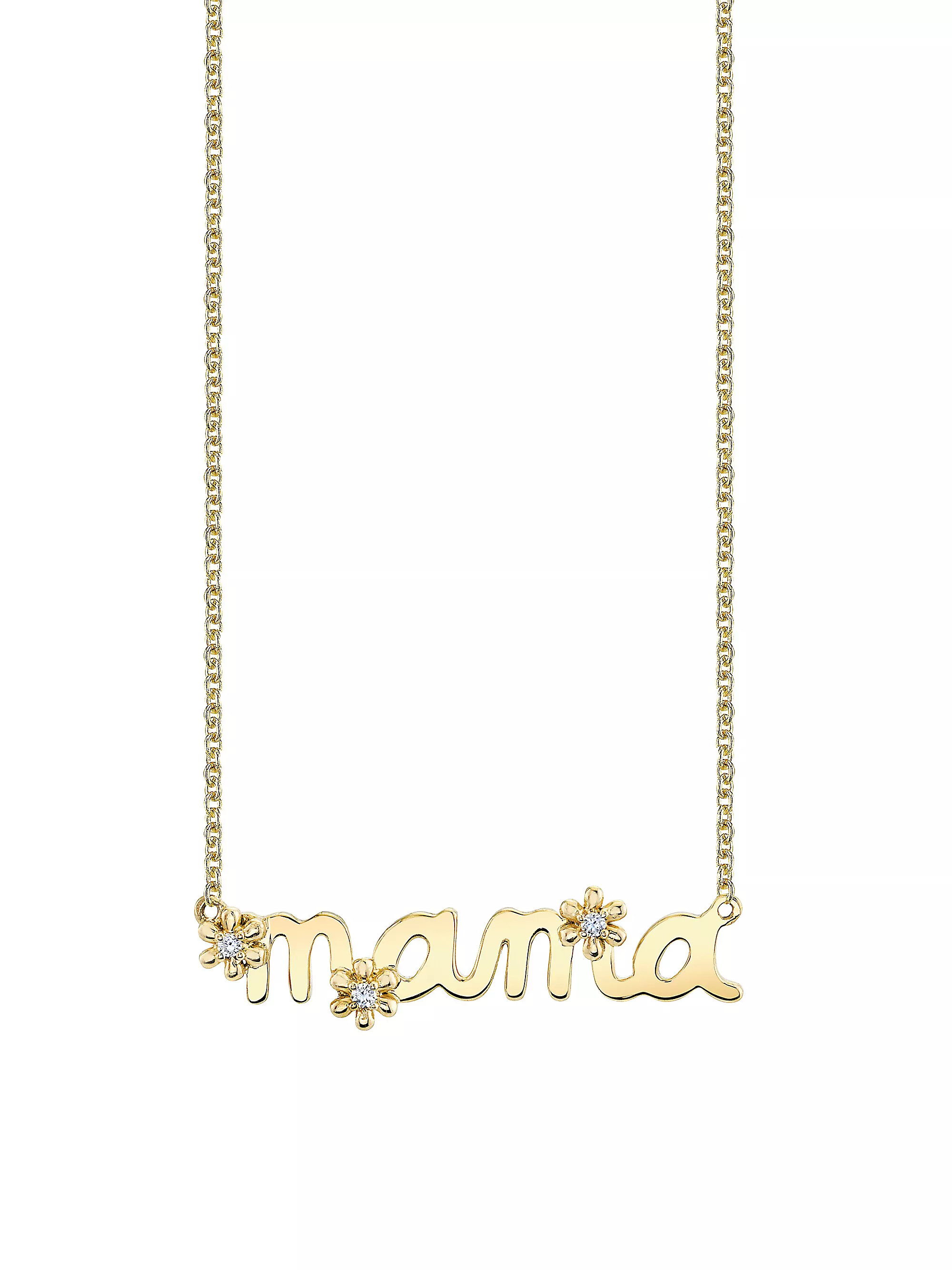 14K Gold & Diamond Mama Daisy Script Necklace | Saks Fifth Avenue