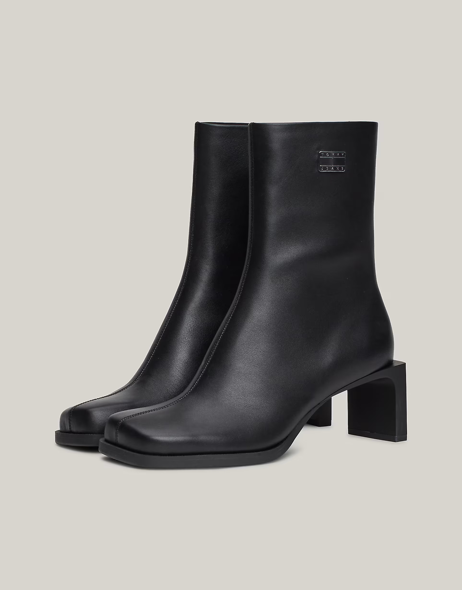 Tommy Jeans Leather square toe ankle boots in black | ASOS (Global)