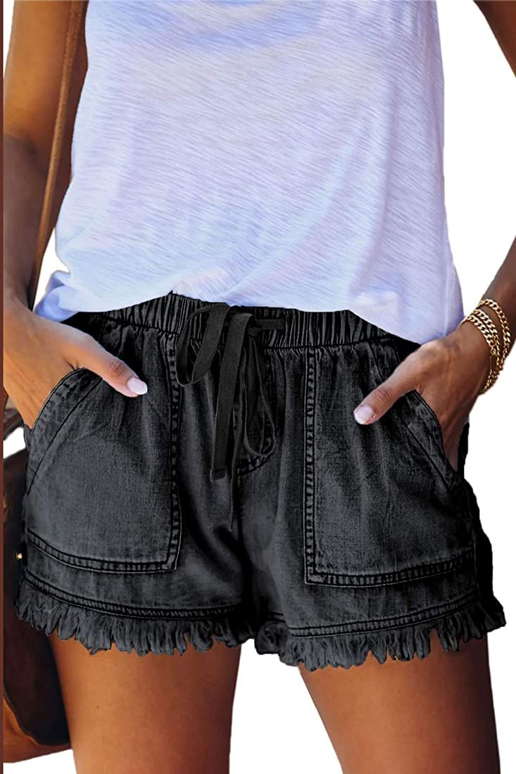 YOCUR Womens Lightweight Shorts Casual Baggy Trendy Short Pants Elastic Waist Drawstring Comfy Sh... | Amazon (US)